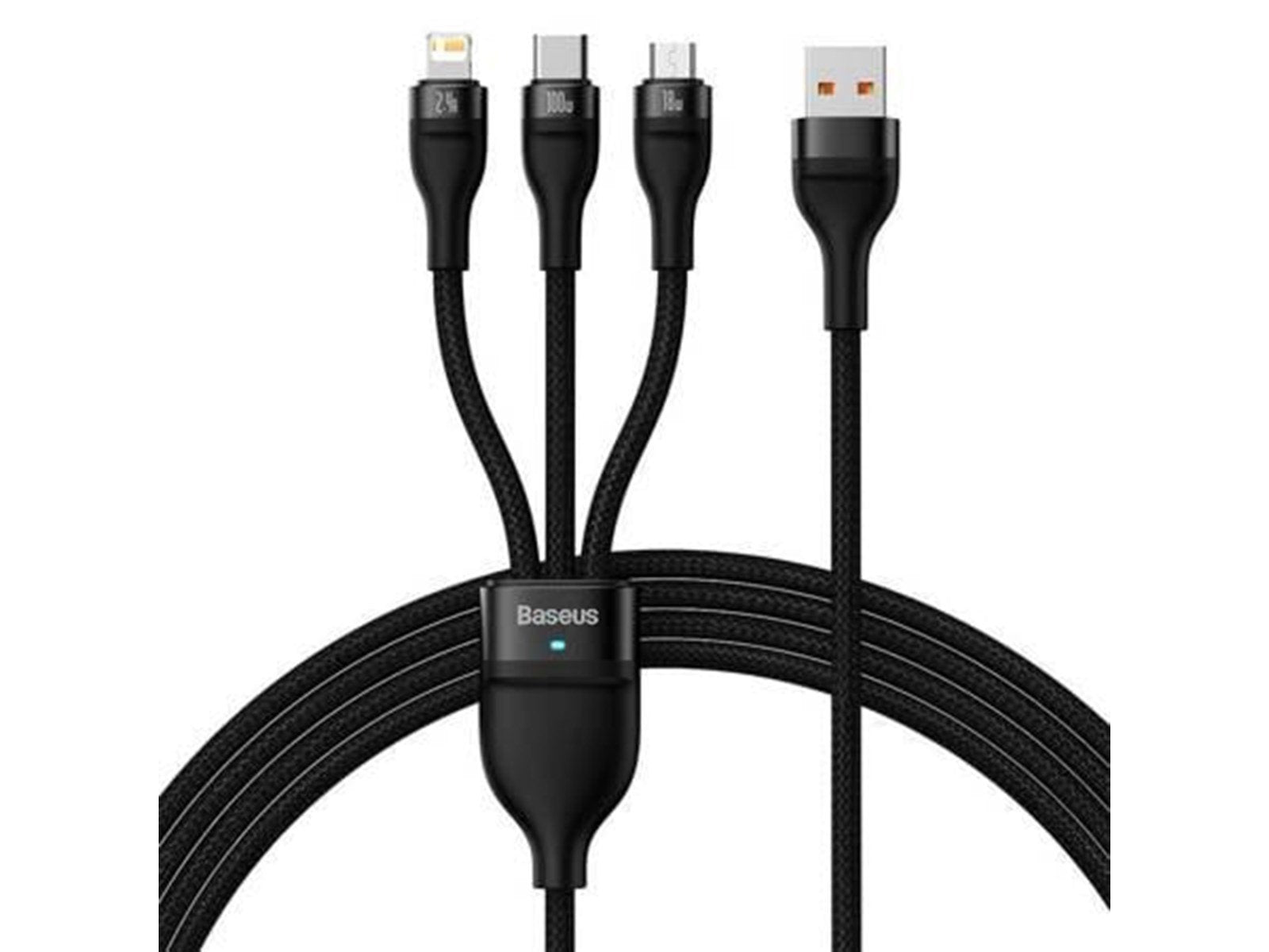 Baseus 3in1 USB cable  Flash Series USB-C + micro USB + Lightning 100W 1.2m (black) Baseus 3in1 USB cable  Flash Series USB-C + micro USB + Lightning 100W 1.2m (black)